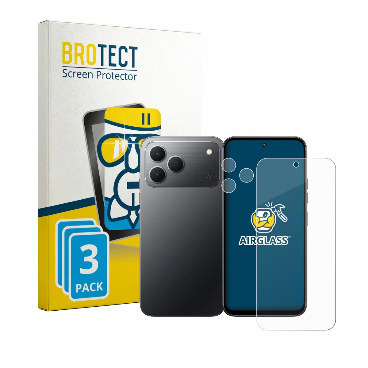 Screenprotector 3 Stuks voor Tecno Spark 50 4G (Voor+Camera) Beschermglas transparant