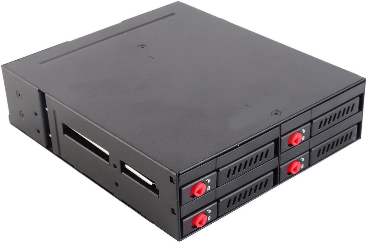 OmGoods - Dailygoody - 4 Bay HDD SSD Kooi - Hot Swap - Roestvrijstaal - Externe 5,25 Inch Bay - 2,5 Inch Compatibel - 3 TB Opslagcapaciteit