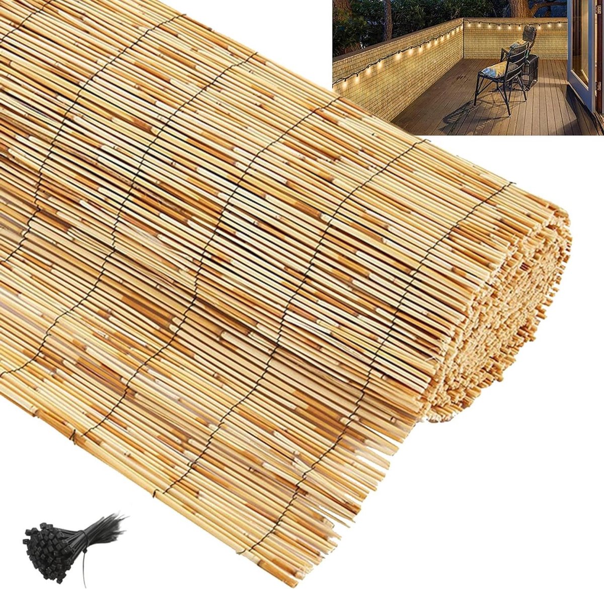 Tuinhek Wilgenscherm - Balkon Omheining - Buiten Beschermen - 100% Natuurlijk Materiaal - 150x500cm - Natuurlijk