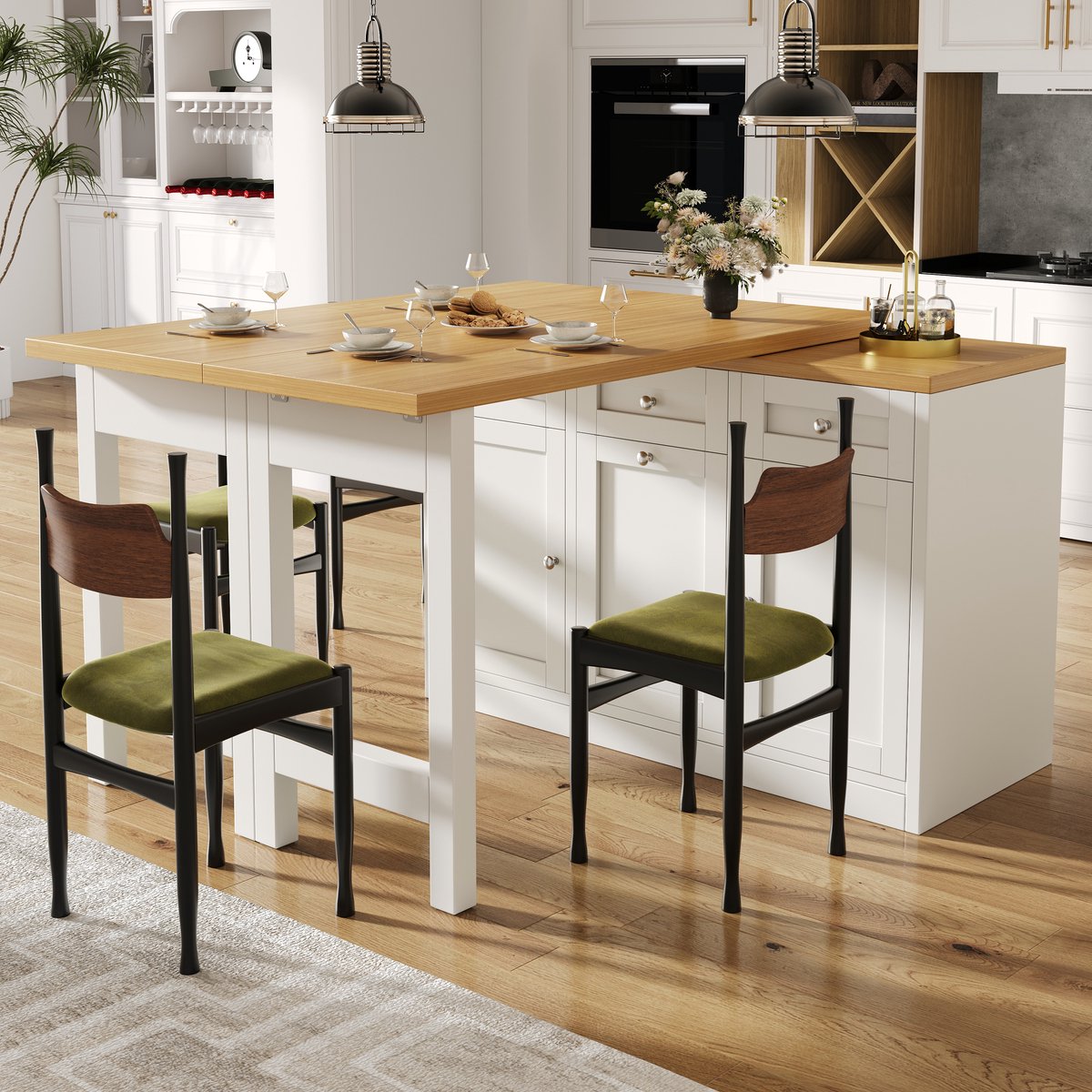 MIVRAY Bartafel - Uitschuifbaar Met Lade En Opbergruimte - Voor Keuken En Kleine Woning - MDF - 120-200 x 40 x 76 Cm - Wit
