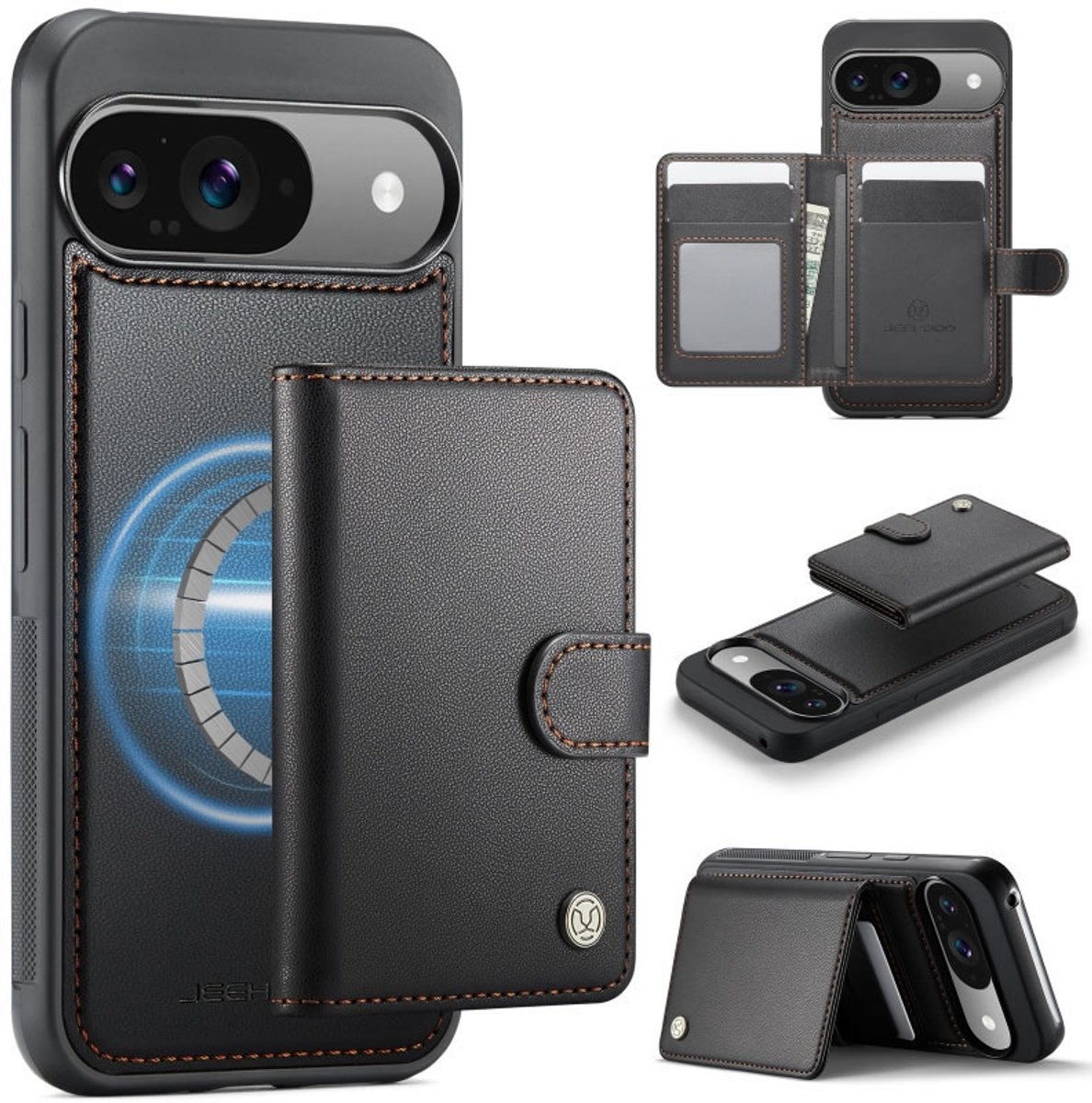 Luxe 2-in-1 Backcover + Magnetische/Afneembare Kaarthouder voor Pixel 10 / 10 Pro _ Zwart