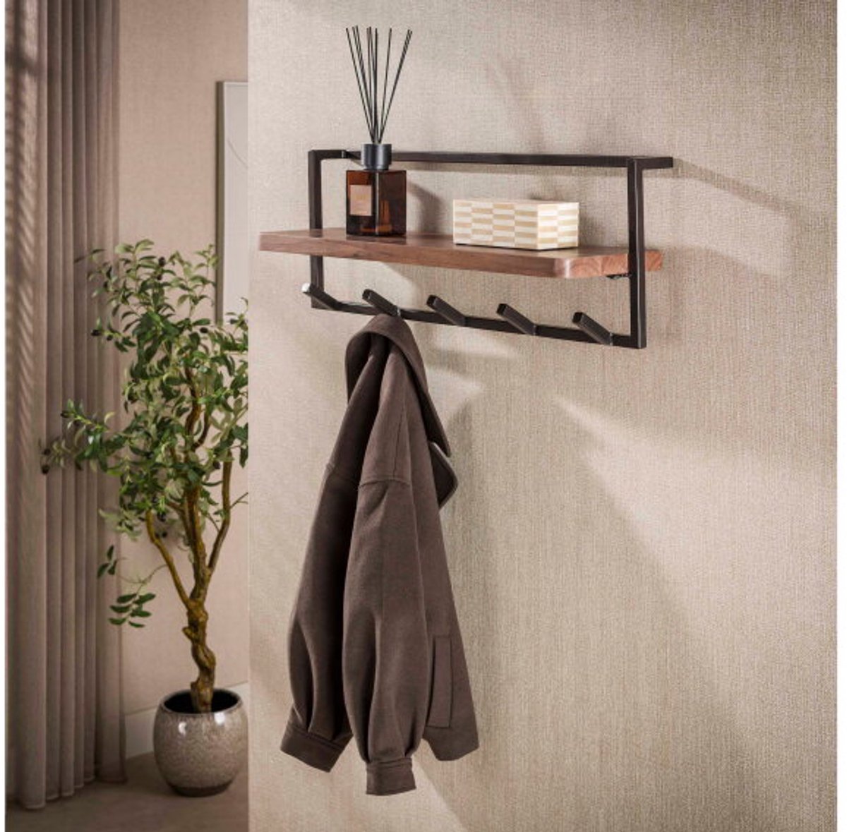 Meubelplaats Kapstok Air Pure 6H - Massief acacia bruin Naturel