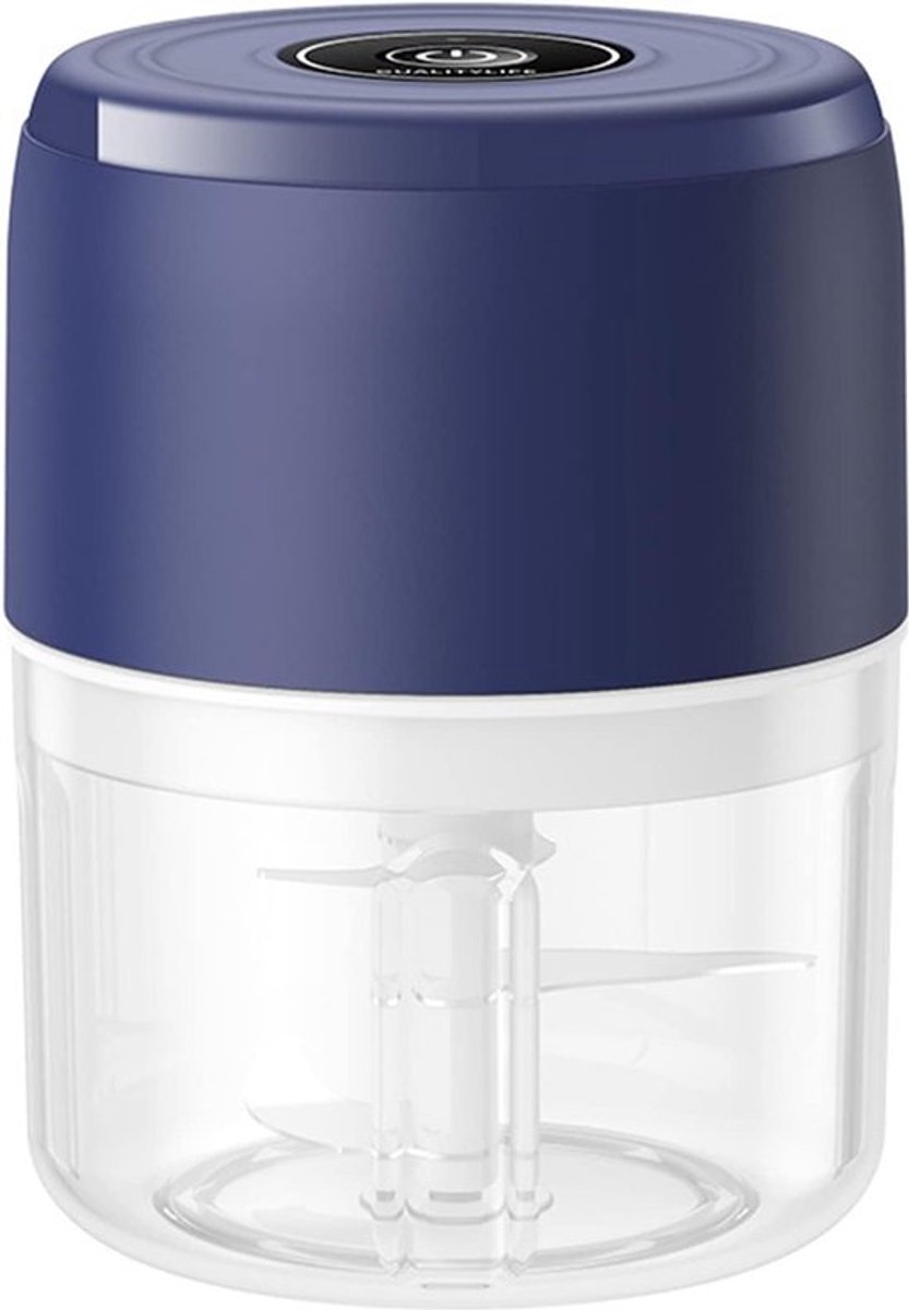 Elektrische Groentesnijder Blauw Oplaadbare Hakselaar Mini Eiklopper Compact & Handig voor Lunch 30W Vermogen 250ml Inhoud Uiensnijder Draadloos 2-in-1 Knoflook Chopper Voor Groenten Fruit Noten