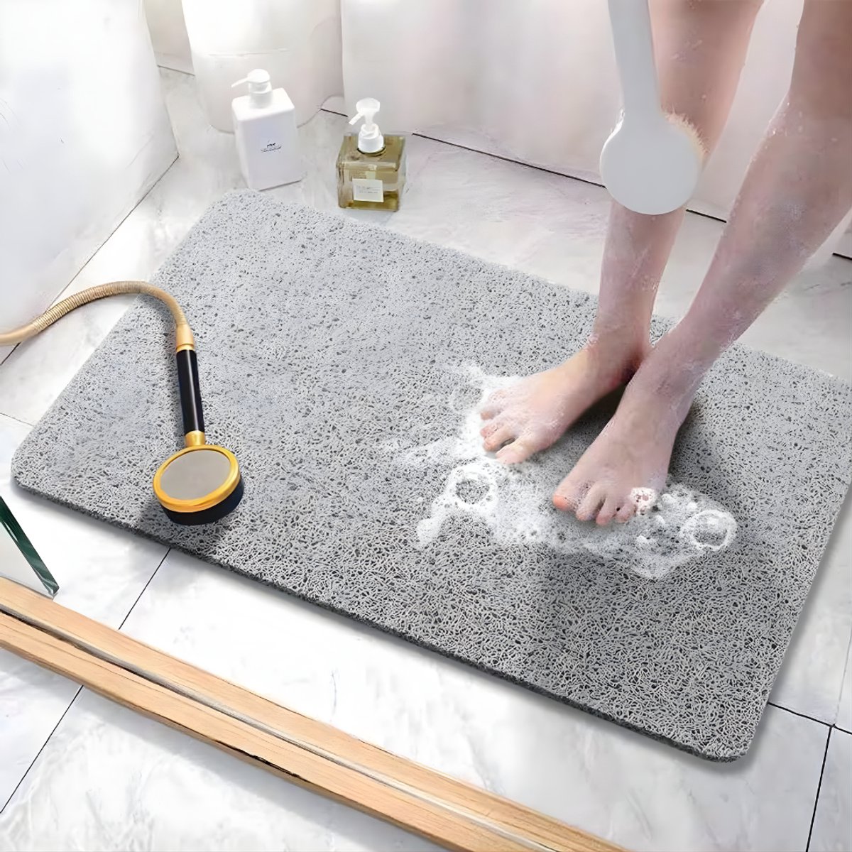 AHD® Douchemat Antislip Voor Douche - Douchemat - Antislipmat Douche - Grijs - 40cm x 80cm x 1cm