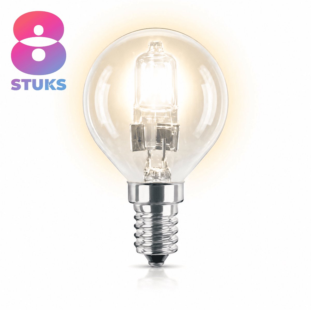 8x Kogel Halogeenlamp E14 - 60W - Warm Wit Licht (2700K) - 255 lm - 1 jaar - Dimbaar