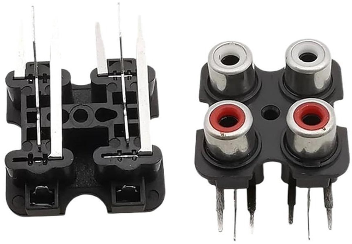 RCA Vrouwelijke Connector - Audio Luidspreker Interface - AV Signaal Aansluiten - 4 Gaten - 5 stuks - Zwart