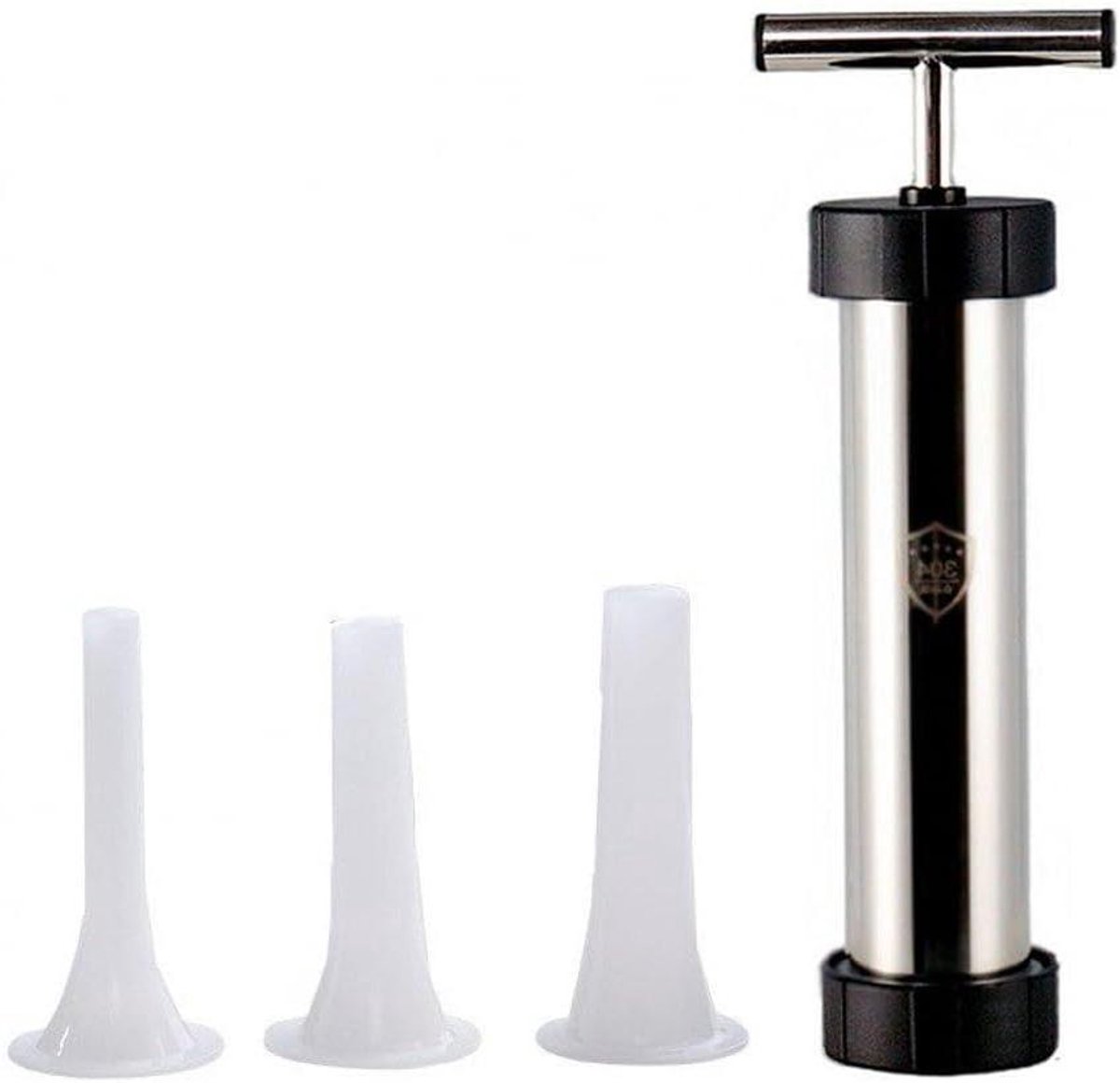 Vlees Vuller - Worst Maker - Worst Maken - Handmatige Bediening - 3 Maten Tubes - Zilver