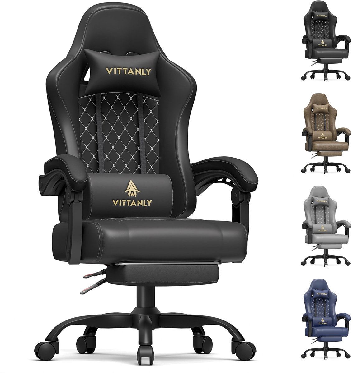 Homaxy - Game Stoel - Gaming Stoel - Gaming Stoel - Ergonomische Bureaustoel - Gamestoel - Verstelbaar - Gaming Chair - Inclusief voetensteun - Zwart