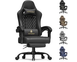Homaxy - Game Stoel - Gaming Stoel - Bureaustoel - Ergonomische Bureaustoel - Gamestoel - Verstelbaar - Gaming Chair - Inclusief voetensteun - Zwart