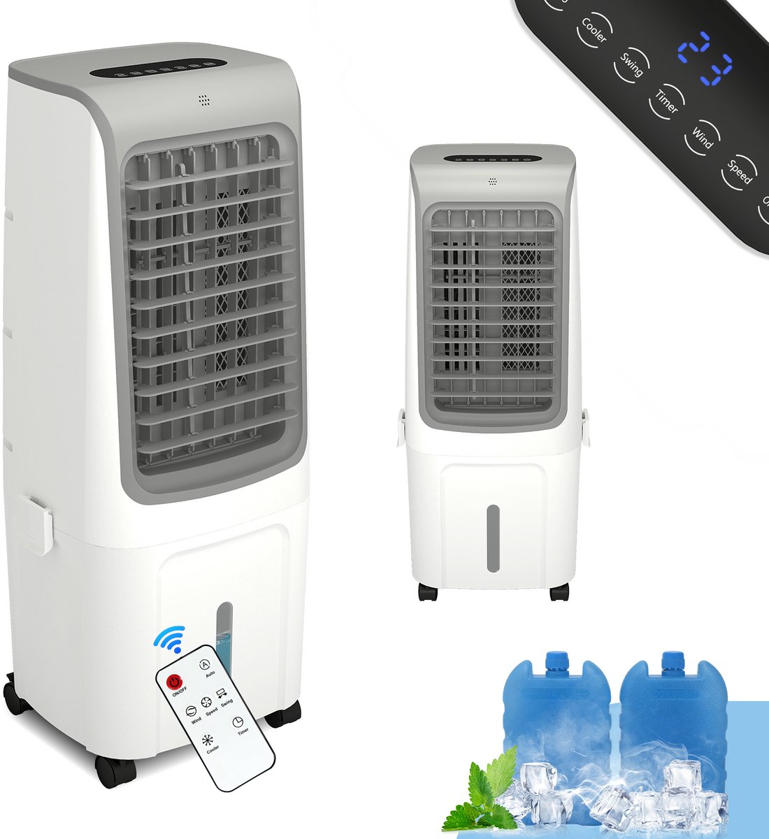 Puluomis Aircooler / Luchtkoeler – Met Koelelementen, 20L Watertank, Afstandsbediening, Timer & LED Display – Voor Verfrissende Verkoeling - Geen Mobiele Airco, Maar Effectief Alternatief Zonder Slang