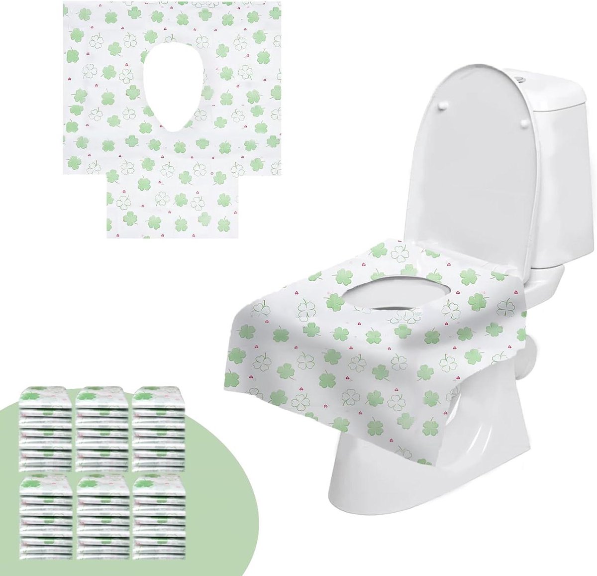 Wegwerp toiletzitting - Toiletliners - Reizen en onderweg - Individueel verpakt - 40 stuks - Klavertje