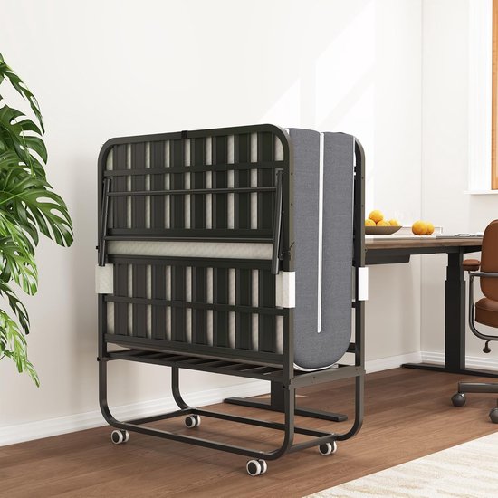 Veldbed 2-persoons - Inklapbaar logeerbed - Comfortabel slapen - 95 cm traagschuim matras - XXL - Zwart — afbeelding 3