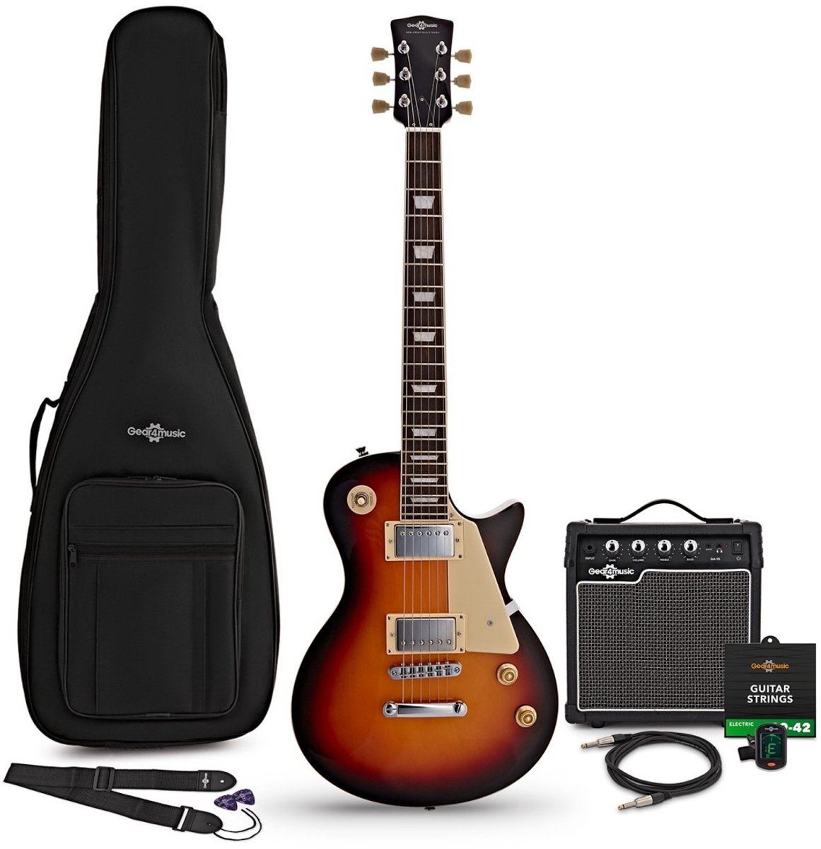 New Jersey Select Elektrische Gitaar Sunburst 10W gitaarversterker & accessoireset
