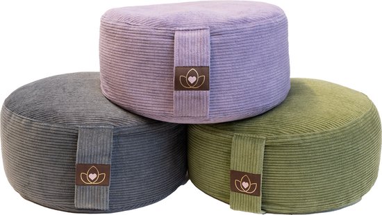 Meditatiekussen eco rib olijfgroen rond - Lotus - Yoga kussen van Merkloos — afbeelding 5
