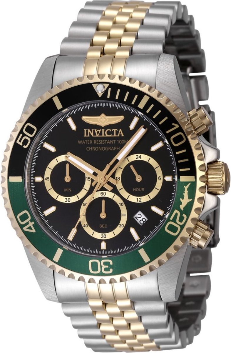 Invicta Pro Diver 48116 Heren Horloge - Waterdicht - Analoog - Quartz Uurwerk - Roestvrij Staal met zwarte Wijzerplaat - 43mm