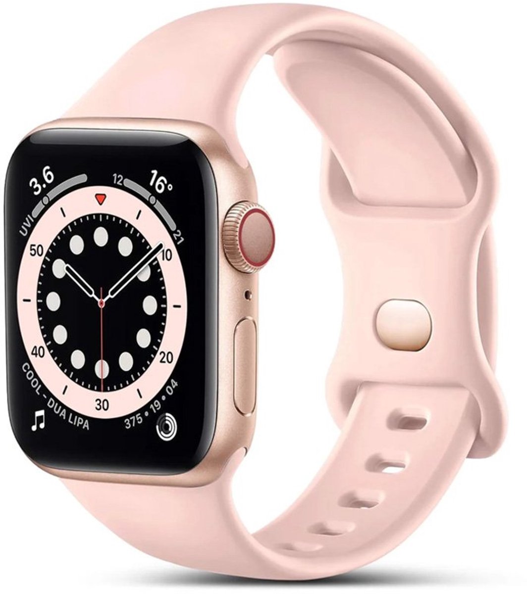 Mobiq - Siliconen Bandje geschikt voor Apple Watch 38 mm - lichtroze