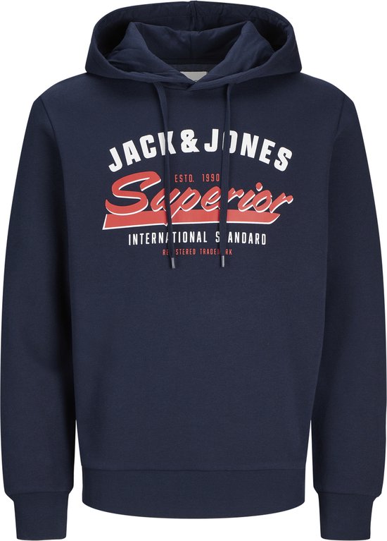 JACK&JONES PLUS - JJELOGO SWEAT HOOD 2 COL 25/26 NOOS PLS Heren Trui - Sky Captain