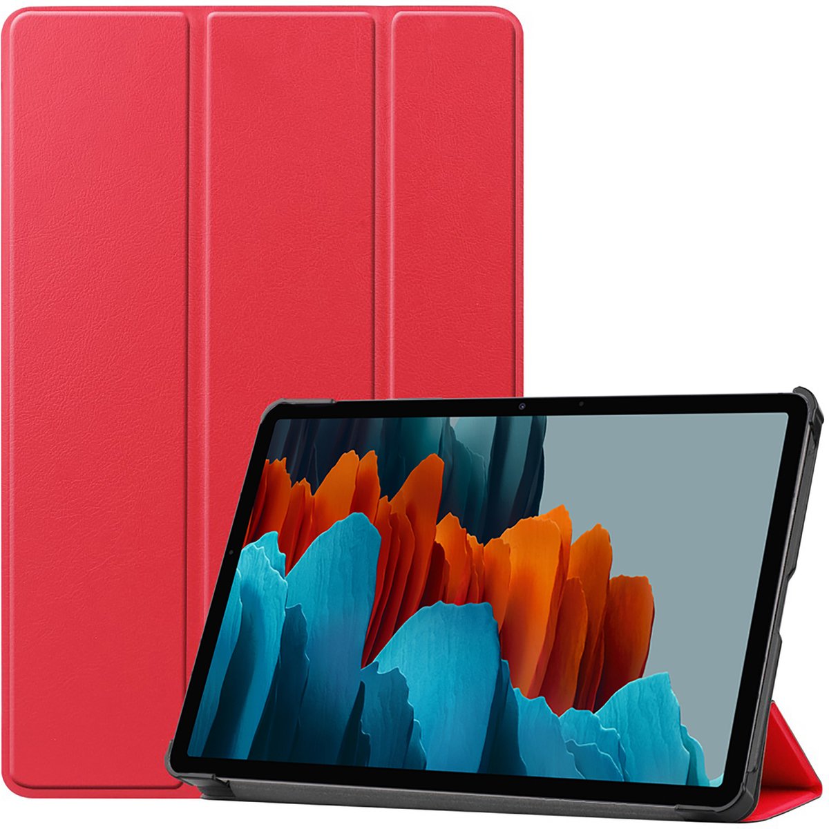 Cazy tablet Hoes geschikt voor Samsung Galaxy Tab S7 - TriFold Bookcase - Rood