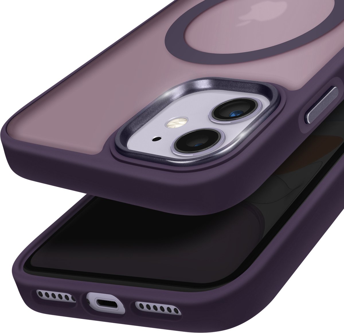 Avizar Hoesje MagSafe Geschikt voor Apple iPhone 11 Matte achterkant frosted, Paars