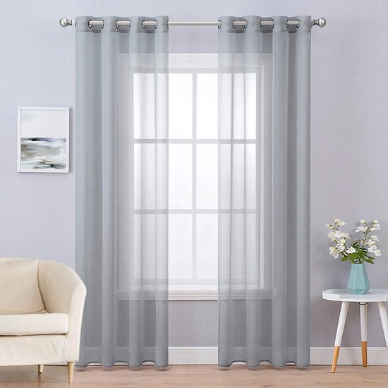 Goodivery ® Rideaux Transparents Cosy et Élégants pour Salon et Chambre, Set de 2, Gris Foncé, 280 x 140 cm