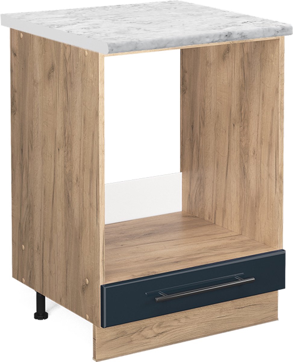 Vicco Fame-Line Keukenkasten – 60 cm, WB Marmer Donkerblauw hoogglans Donkerblauw hoogglans/Goudkleurig Eiken