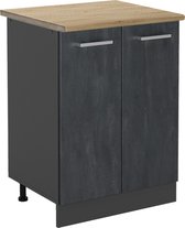 Vicco Élément bas de cuisine R- Line, Béton Zwart /Anthracite, Empattement 60 cm Chêne
