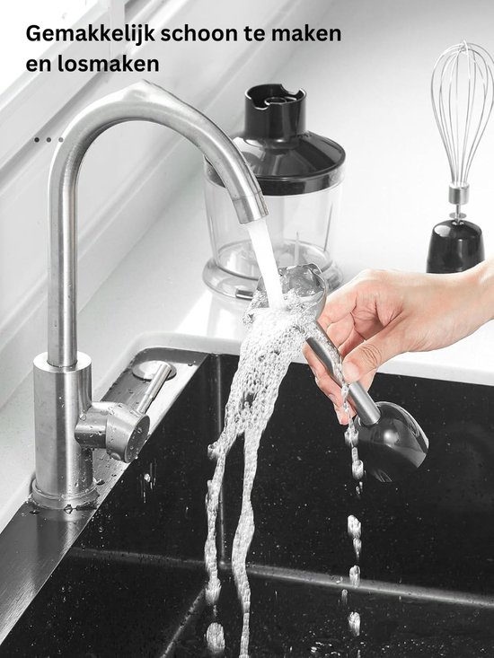 White-Label® Staafmixer Set - Hakmolen - Groentesnijder - Soepmaker - Draadloos - Zwart van White-Label — afbeelding 4