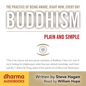 Boekomslag met de titel 'Buddhism Plain and Simple' in grote letters. Tekst: The Practice of Being Aware, Right Now, Every Day.