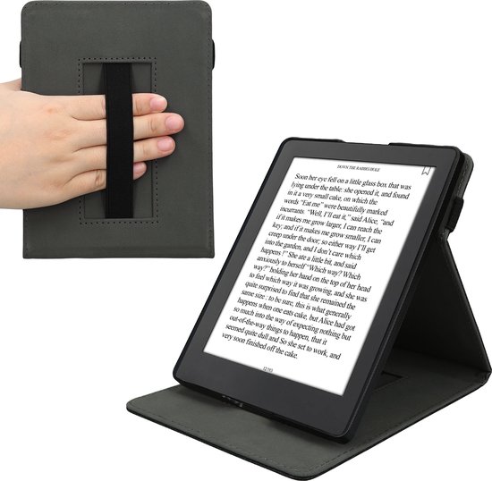 Étui Housse Pour Kobo Aura One - Simili Cuir Noir Avec Fonction Support