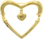 Behave Broche dubbel hart goud kleur 5 cm