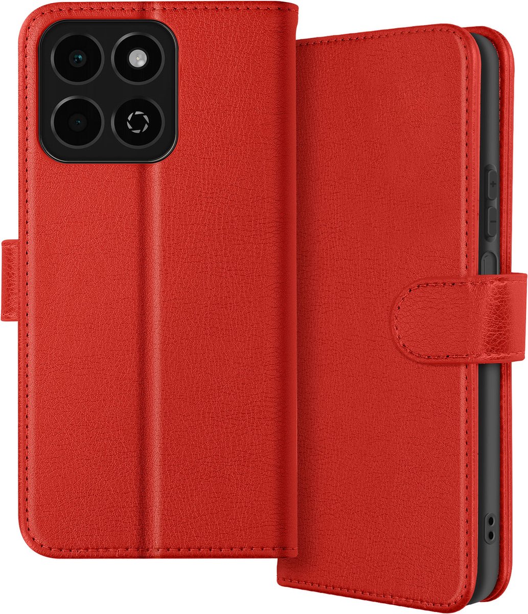 Avizar Hoesje Geschikt voor Honor 200 Smart Klep Wallet en Videohouder, Rood