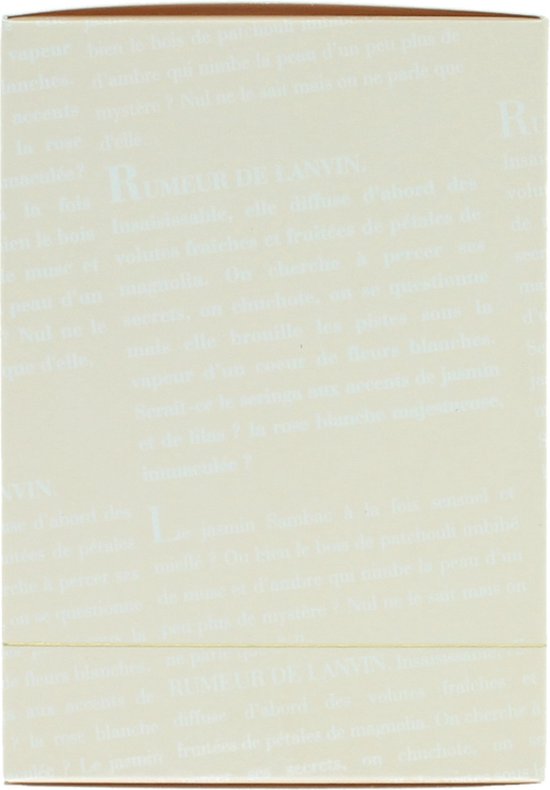 Crèmekleurige kartonnen verpakking met herhalende, lichtgrijze tekst.