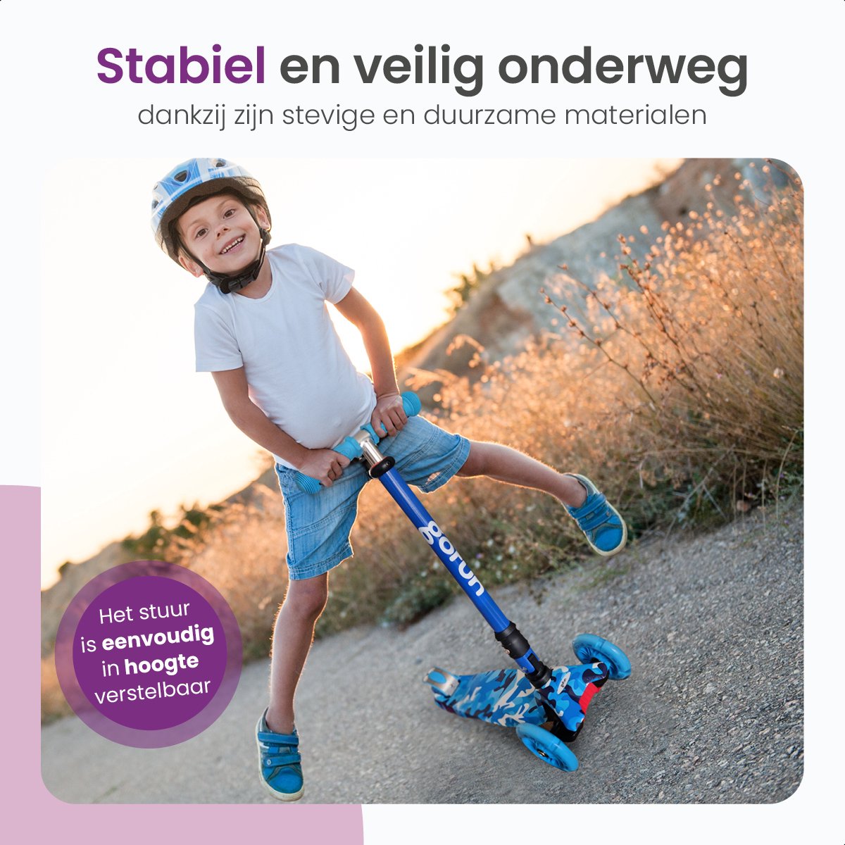 Gofun Kinderstep - Lichtgevende Wielen - Opvouwbaar - Step 3-8 jaar - Verstelbaar Stuur - Antislip - 85 x 58 x 23 cm - Blauw — afbeelding 7