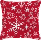 Mistral Home - COUSSIN DÉCORATIF DE NOËL - flanelle - 40 x 40 cm - cristaux de neige - rouge