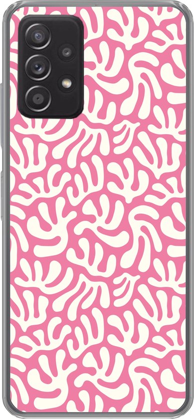 Telefoonhoesje Geschikt voor Samsung Galaxy A53 5G hoesje - Koraal - Patroon - Roze - Wit - Minimalistisch - Siliconen Telefoonhoesje Telefoonhoesje