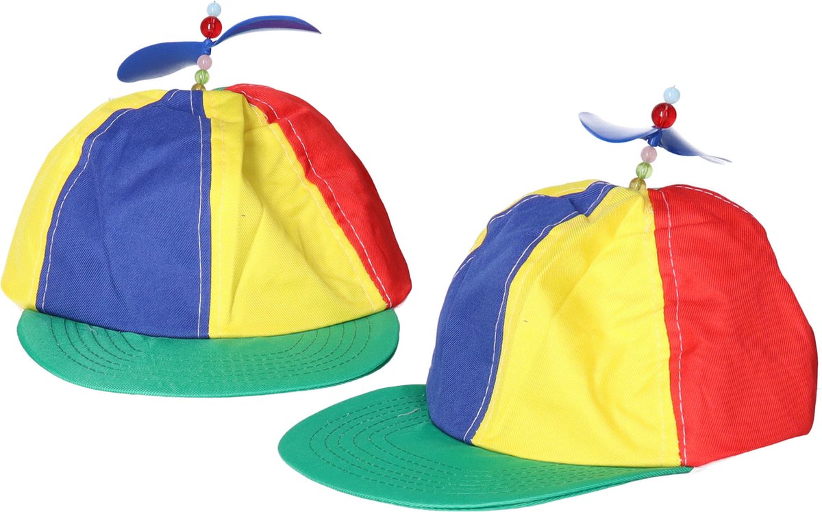 Helikopterpetten - 2x st - propeller - gekleurd - voor volwassenen - polyester - propellerpet