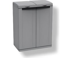 PolkaHome EcoTab Opbergkast voor buiten, 2 aparte vakken, materiaal: kunststof, Afvalscheidingskast, voor binnen en buiten, afmetingen: 68 x 39 x 88,7 cm