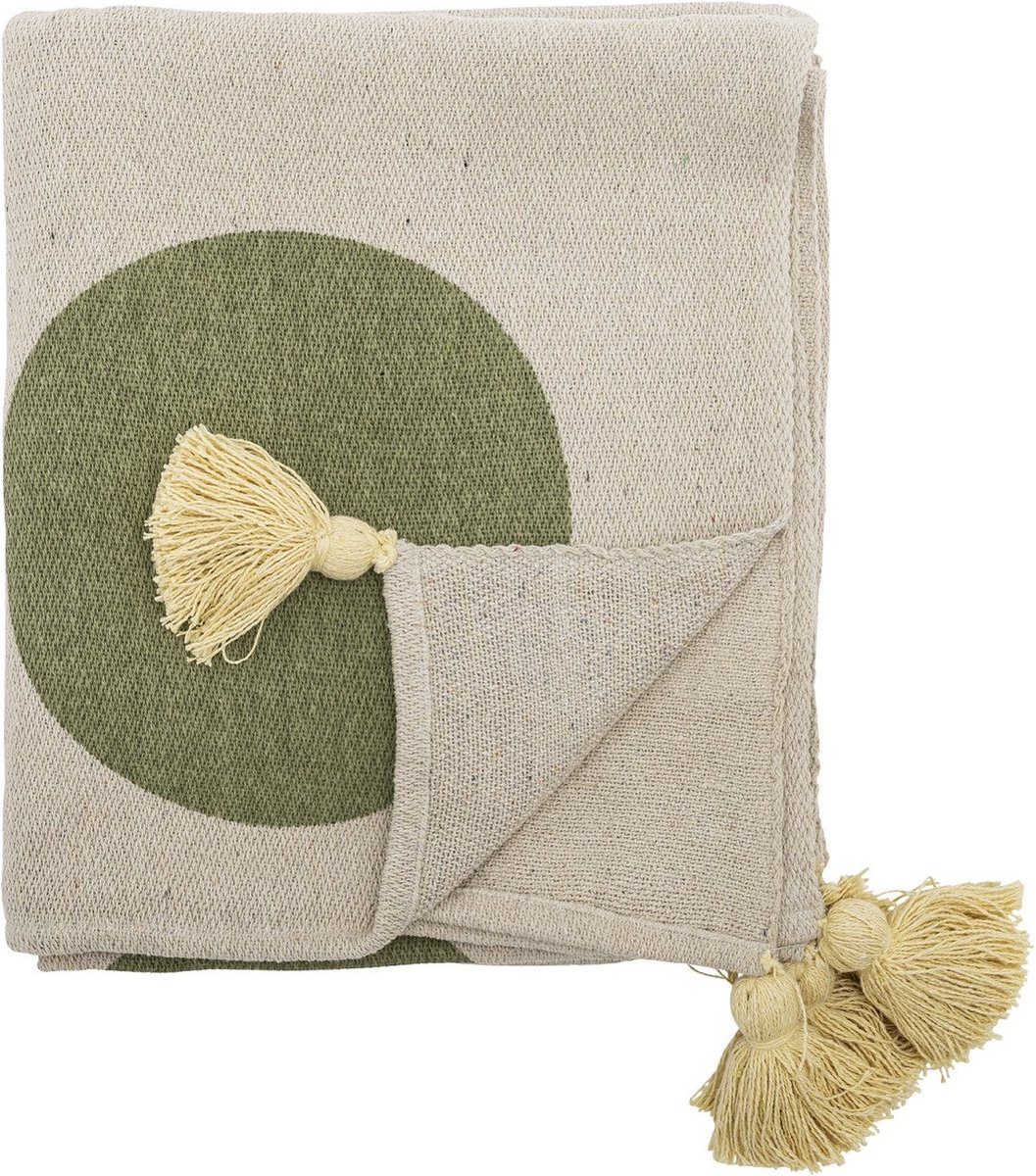 Bloomingville - Plaid Clennie naturel 160x130cm - gerecycled katoen