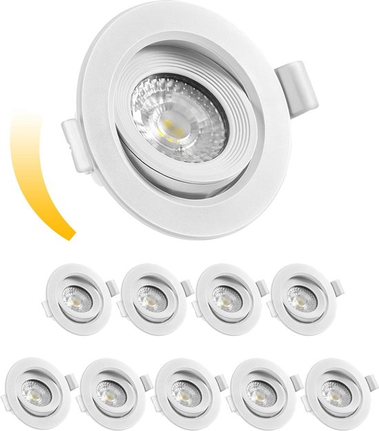 BAGZY 5x LED Verzonken Plafondlamp Inbouwspot 5W 3000k Warm Wit Rond Paneelverlichting Anti-mist