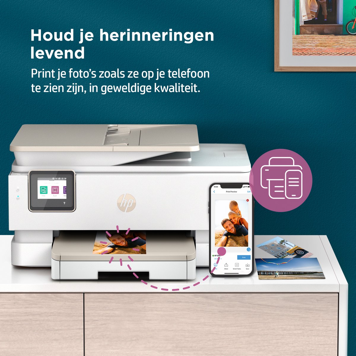HP ENVY Foto Inspire 7920e - All-in-One Printer - Multifuncionele Fotoprinter - ADF - Geschikt voor Instant Ink - Beige — afbeelding 3