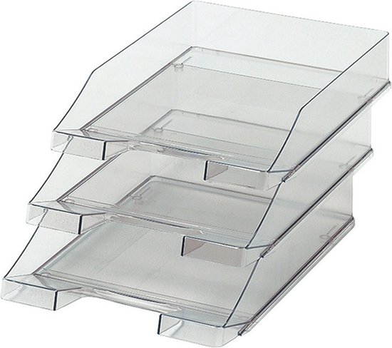 Corbeille à courrier gris transparent - format A4