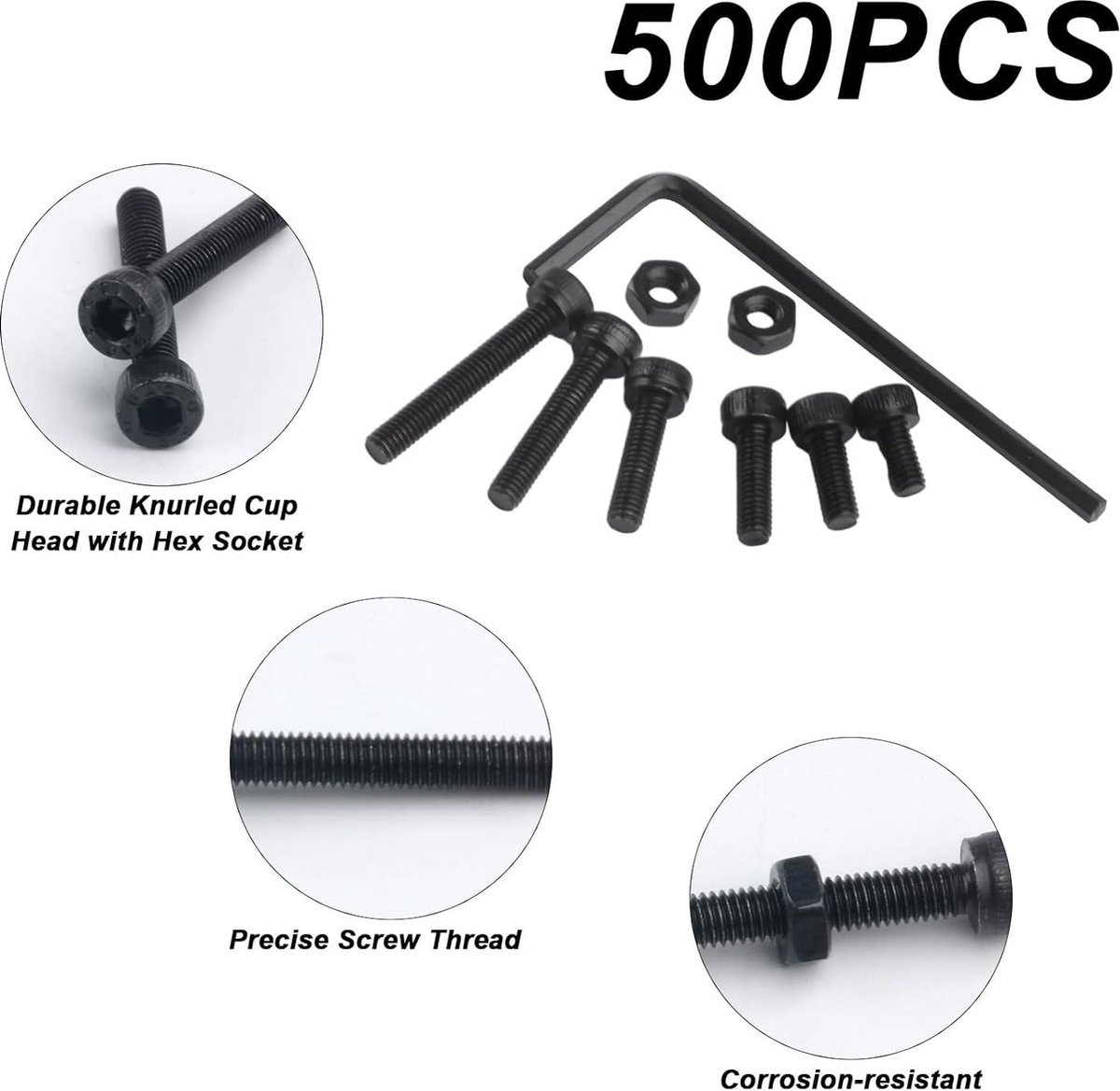 50 Vis M3x8mm Acier Inoxydable Tête Fraisée Hexagonale - Uxcell, Neuves