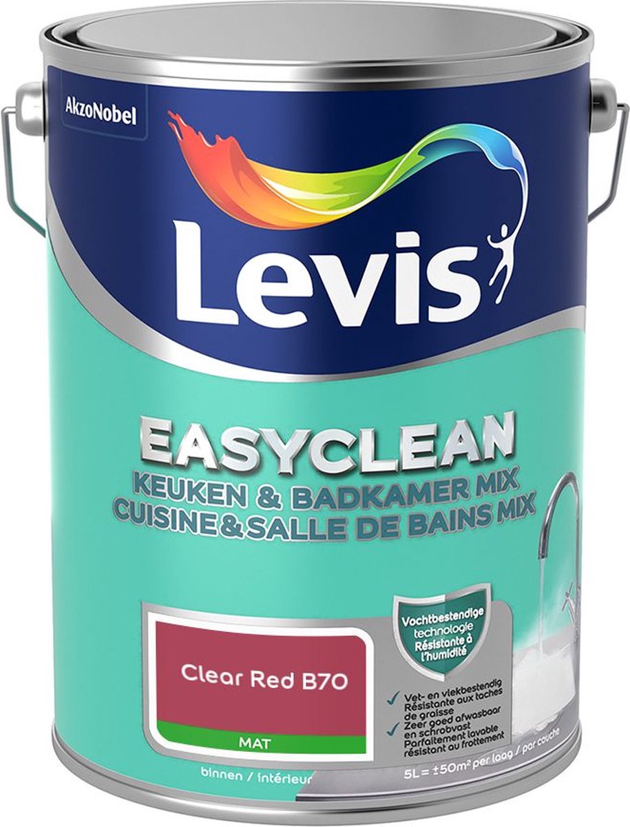 Levis - Easyclean Keuken & Badkamer Mix - Clear Red B70 - Mengverf - 5 L