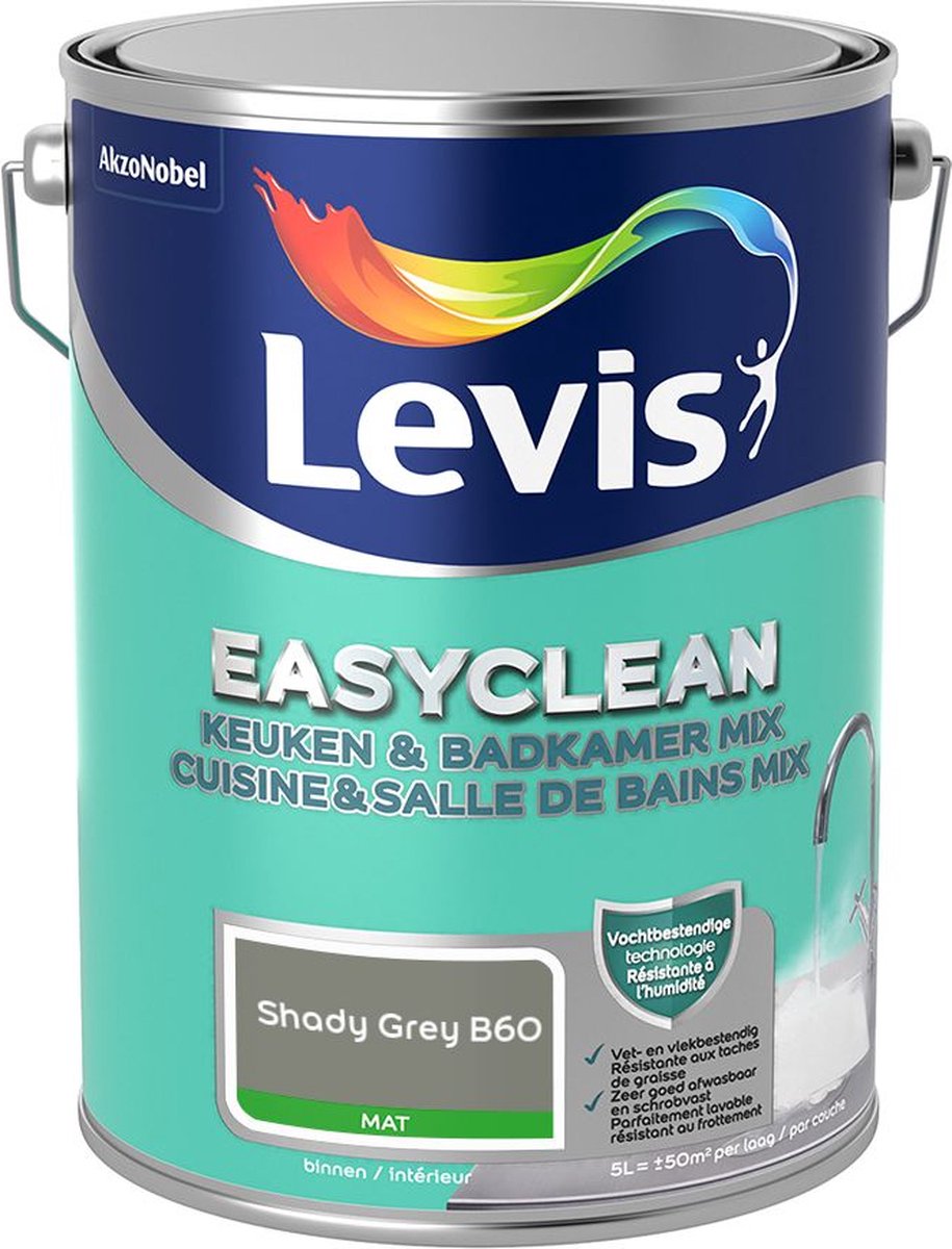 Levis - Easyclean Keuken & Badkamer Mix - Shady Grey B60 - Mengverf - 5 L