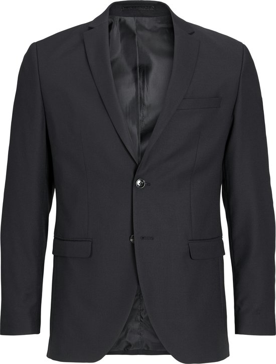 Zwarte JACK & JONES blazer met één knoop, twee klepzakken en een borstzak.