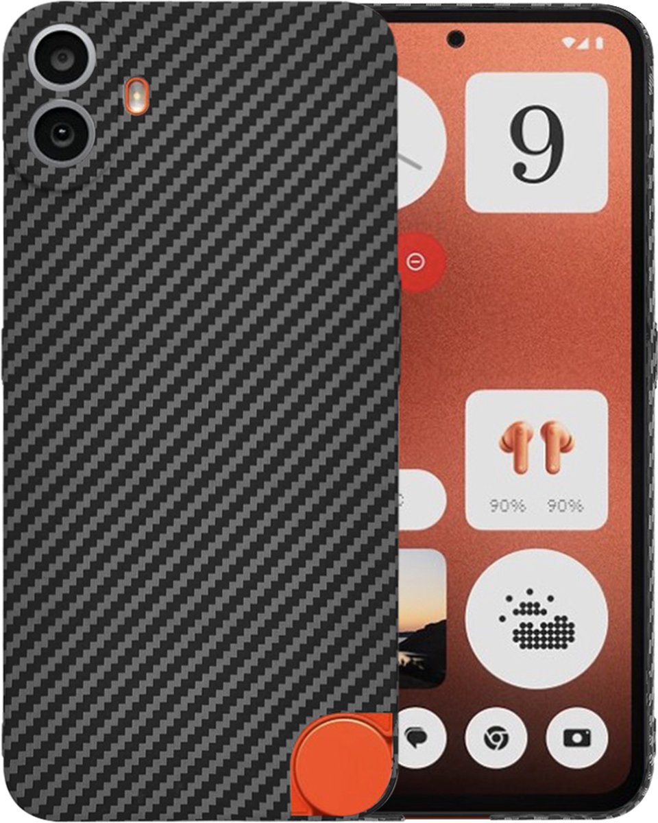 Techsuit Carbonite FiberShell Carbon Back Cover hoesje voor Nothing CMF Phone 1 - Zwart