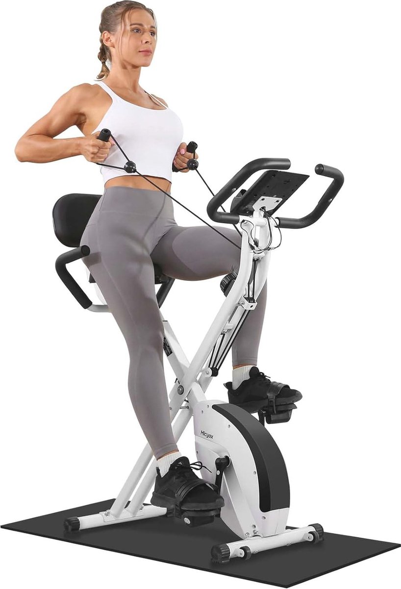 Opvouwbare Hometrainer met LCD-display en Hartslagsensor - Ruimtebesparende Indoor Fiets met Weerstandsbanden voor Thuistraining