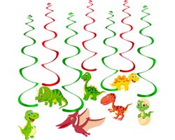 Q2Party - Dino Swirl - Slinger - Versiering - Verjaardag - decoratie - Feest - Hangdecoratie – 7 stuks
