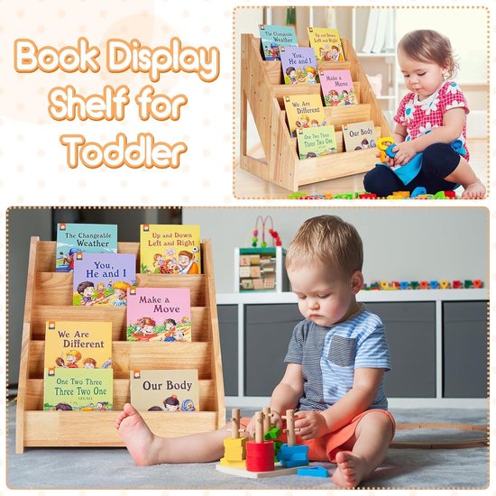 sweeek - Kinderboekenkast met 2 deuren en 4 planken sweeek - Kinderboekenkast met 2 deuren en 4 planken