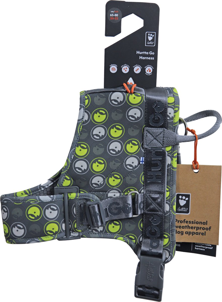 Hurtta Go Harness - Hondenharnas - Storm Grey - Borstomvang: 55-65CM